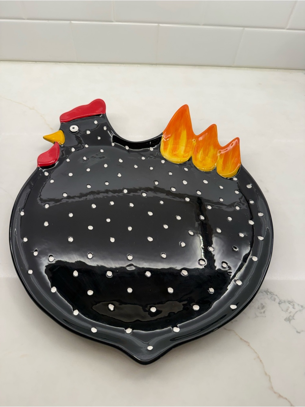 Ceramic chicken platter plate